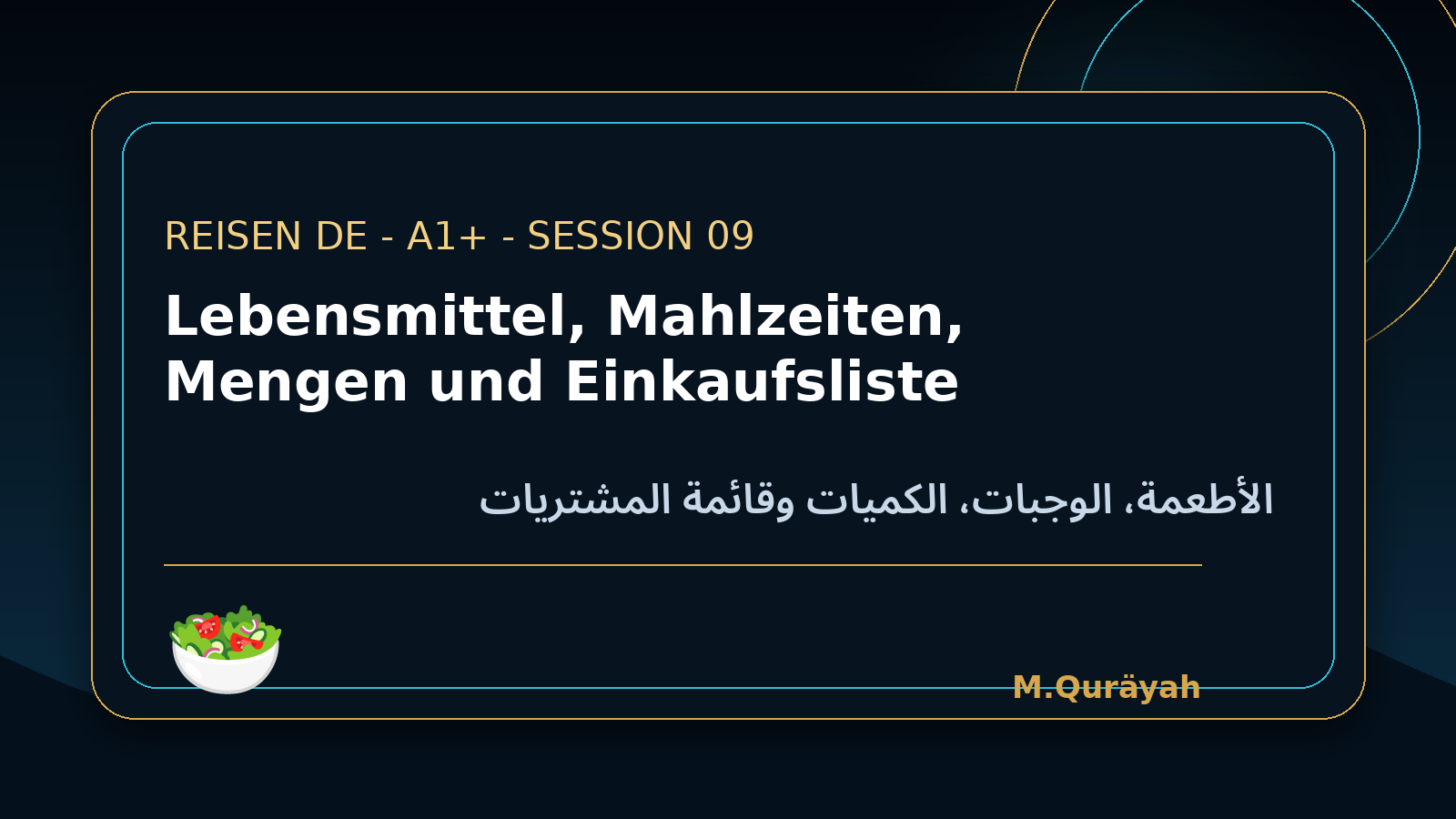 Lebensmittel, Mahlzeiten, Mengen und Einkaufsliste